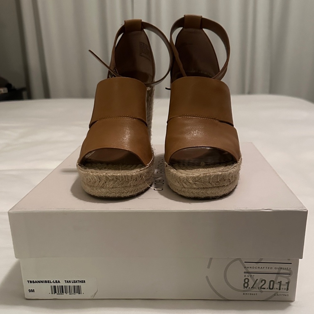 Treasure & Bond Brown Leather Espadrille Wedges